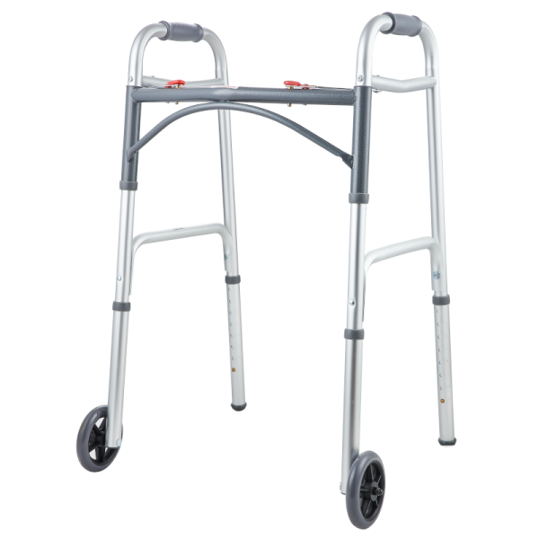 H7599517bef1948e2b1fd69b077f62a24R.png WA226 Dual Button Walking Frame Aluminum Folding Walker & Rollator