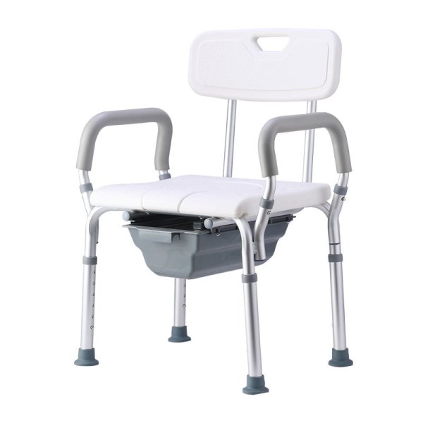 Hf6667c0fe094403383c62014d2ca25b6W.jpg 2-in-1 Shower & Commode Chair with Arms and Backrest